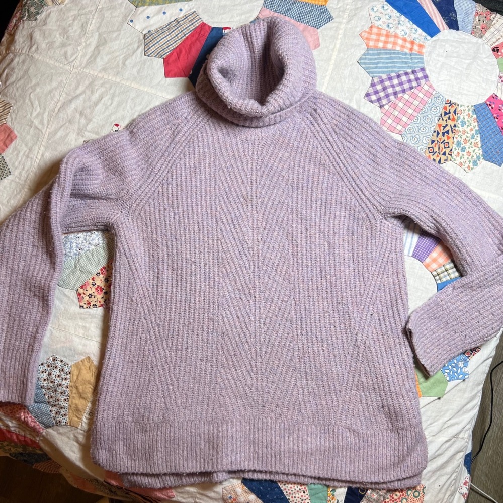Madewell Lavender Purple Mercer Wool Blend Turtleneck Sweater Small Relaxed Fit